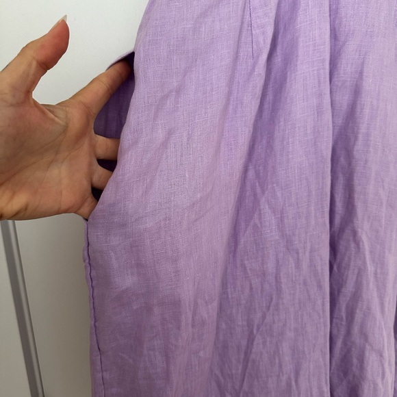 Reiss Esme Linen Side Tie Midi Dress in Lilac - Picture 14 of 16